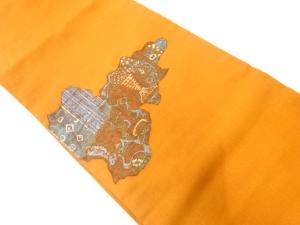 リサイクル　手織り紬抽象模様名古屋帯